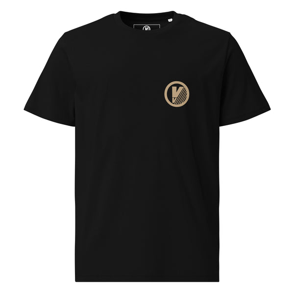 Front view of black Badges T-Shirt by Vintage Vices