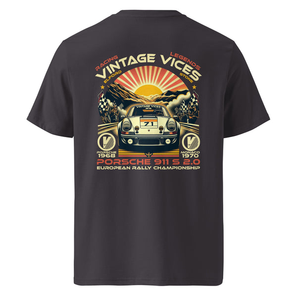 Back view of anthracite Euro-Rally T-Shirt by Vintage Vices