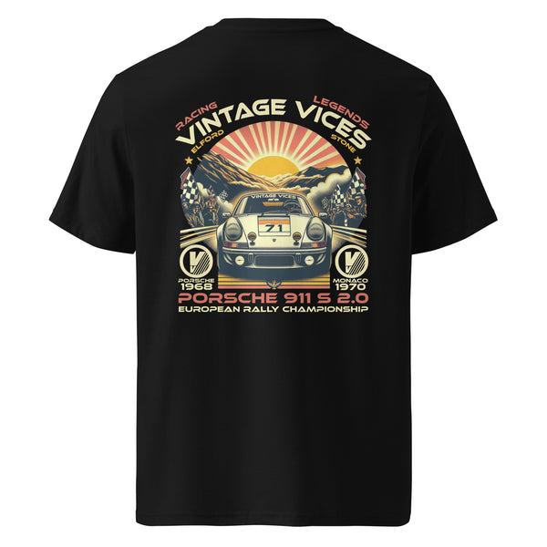 Back view of black Euro-Rally T-Shirt by Vintage Vices