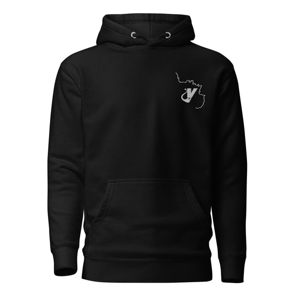 Front view of black Targa GA Hoodie by Vintage Vices