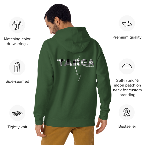 Back view of forest green Targa GA Hoodie by Vintage Vices
