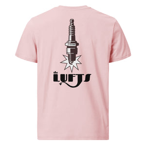 Back view of The Lufts Classic Logo T-Shirt in cotton pink by Vintage Vices