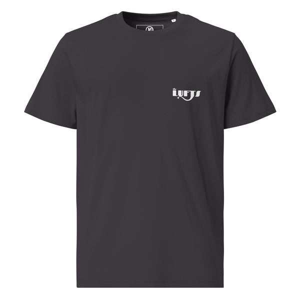 Front view of The Lufts Classic Logo T-Shirt Dark in anthracite by Vintage Vices