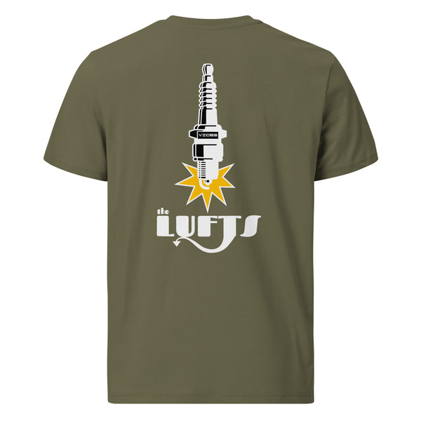 Back view of The Lufts Classic Logo T-Shirt Dark in khaki by Vintage Vices
