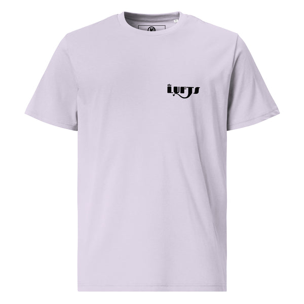 Front view of The Lufts Classic Logo T-Shirt in lavender by Vintage Vices