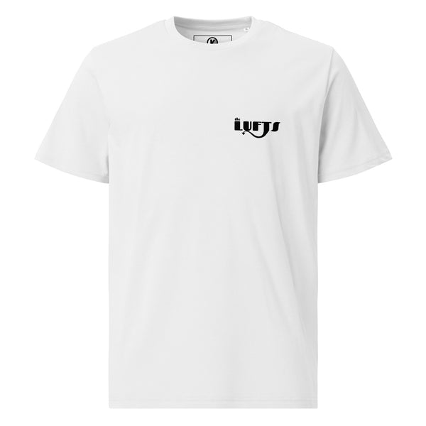 Front view of The Lufts Classic Logo T-Shirt in white by Vintage Vices