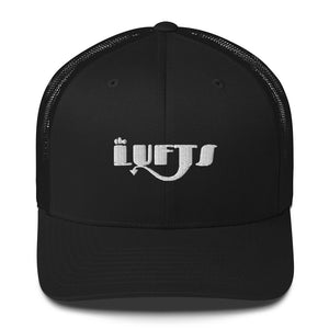 Front view of The Lufts Trucker Cap in black by Vintage Vices