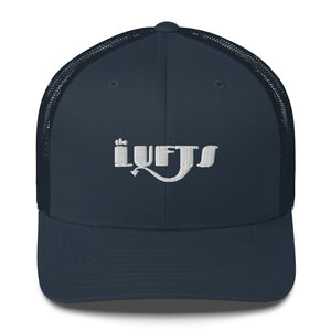 Front view of The Lufts Trucker Cap in navy by Vintage Vices