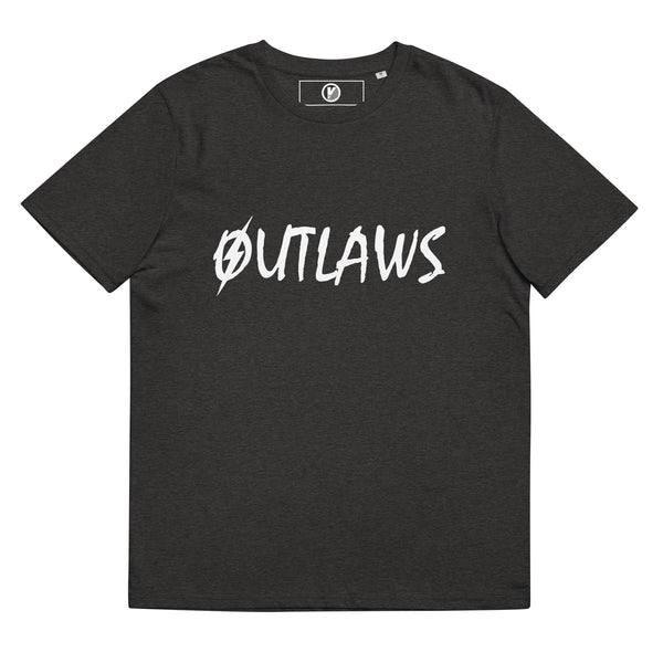 Front view of The Outlaws Botox T-Shirt in dark heather grey by Vintage Vices